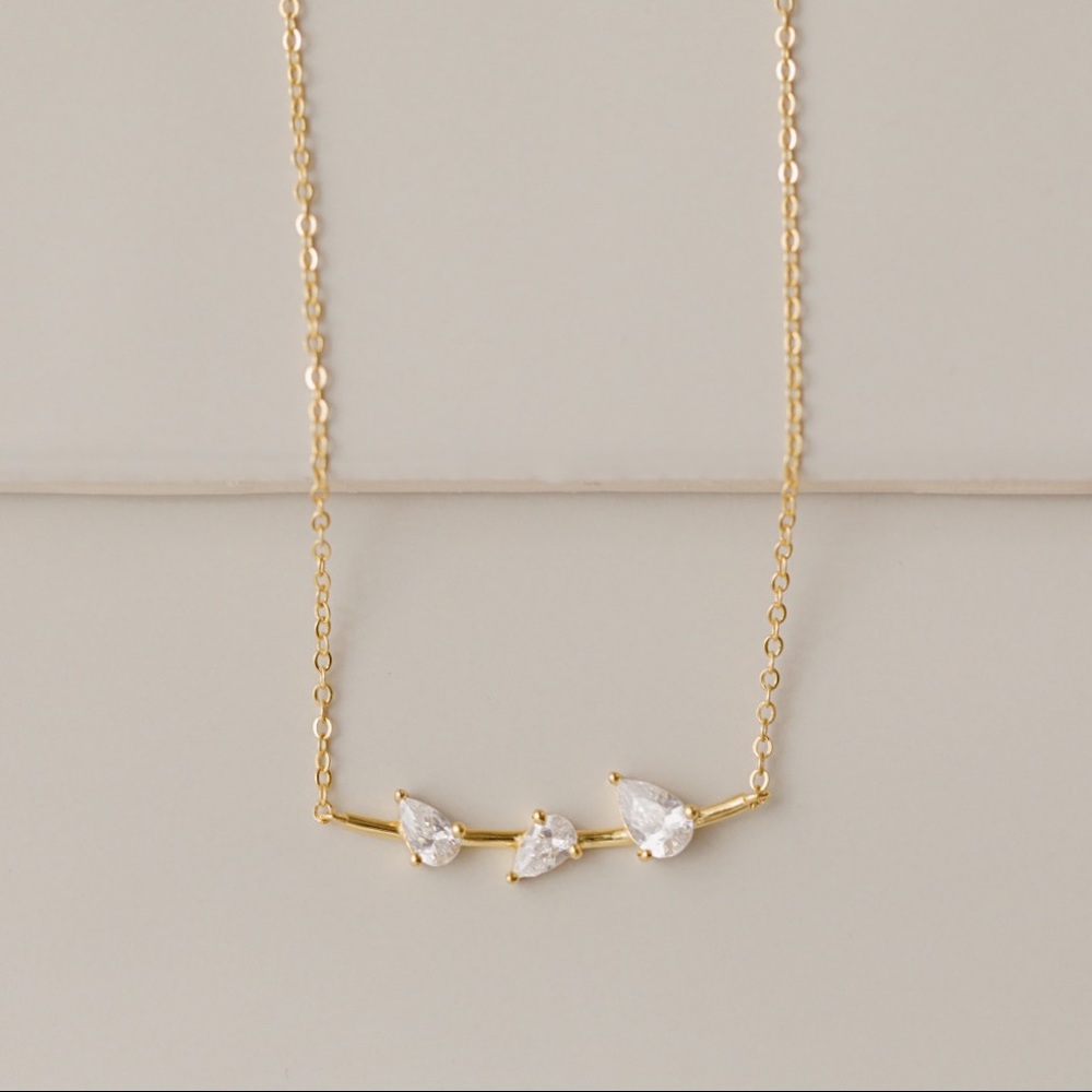 Crystal Bar Necklace | 14k Gold Plated - Picture 4 of 8